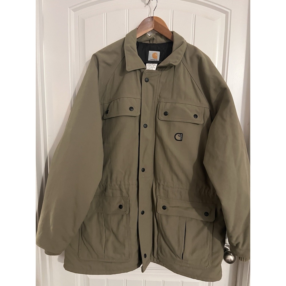 Vintage 90s Carhartt Mens XL Insulated Parka Coat Tan Brown USA Quilted Coat CC